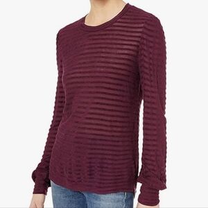 Lucky Brand Women's Striped Chenille Top in Wine Tasting Size S
